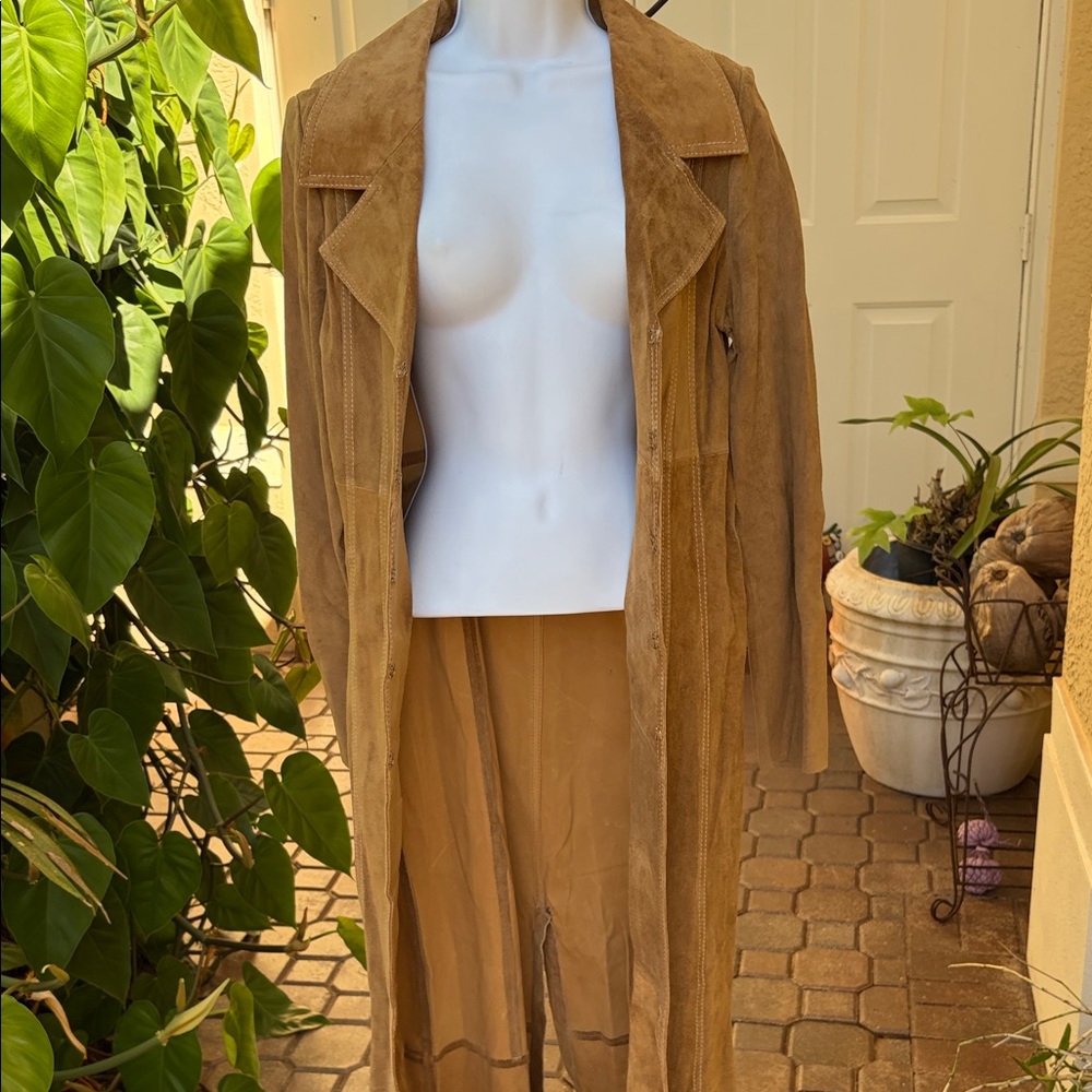 Wet Seal Camel/Tan Suede Leather Duster Lightweight Coat Sz M - Picture 6 of 6